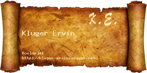 Kluger Ervin névjegykártya